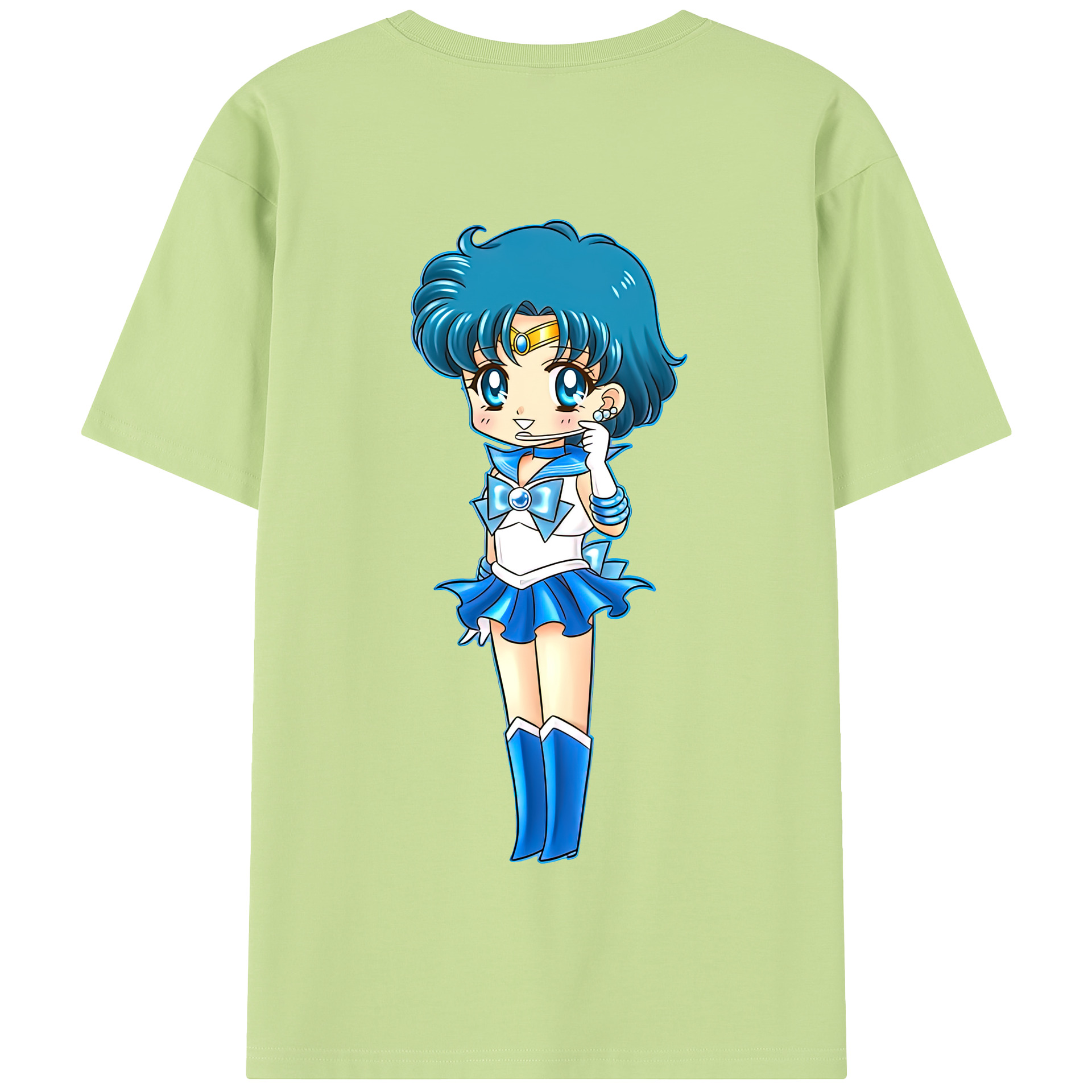 （画像用） 美少女戦士セーラームーン 水野 亜美 みずの あみ Sailor Moon Mizuno Ami 綿100％半袖Tシャツ（背面プリント）